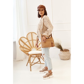 Ženske tenisice na masivnoj potplati Khaki sanjarki bež smeđa zlatni 1