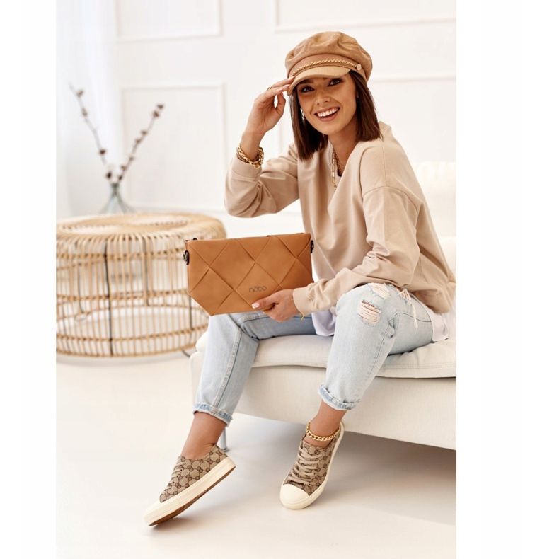 Ženske klasične tenisice s logotipom Khaki Challenge bež smeđa 2