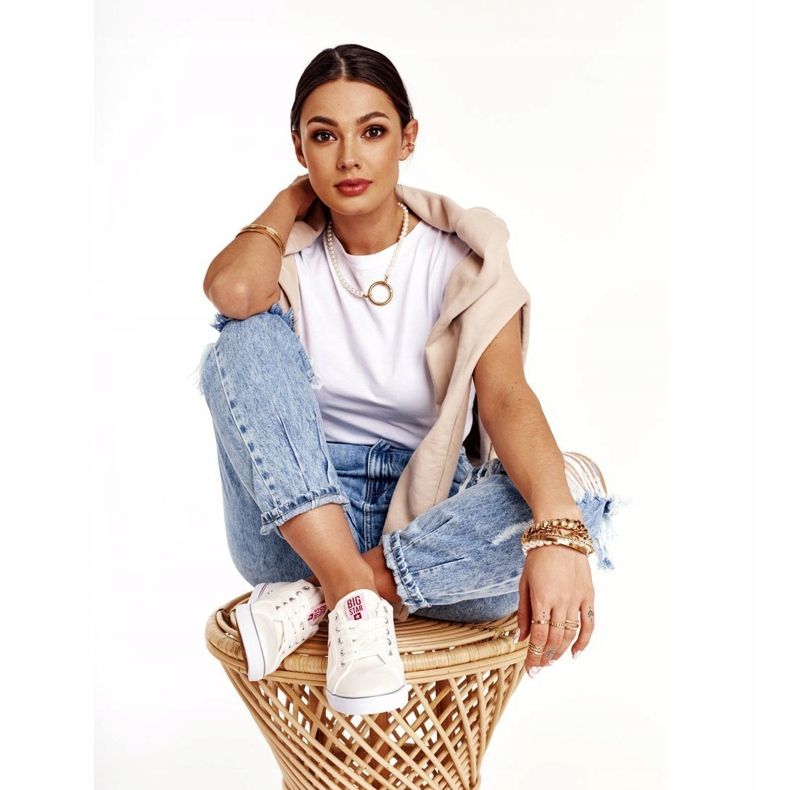 Ženske tenisice Big Star DD274892 Bijelo-crvene bijela crvena 2