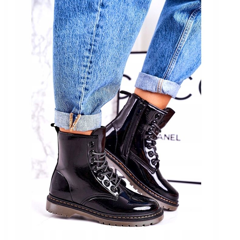 Ženske tople čizme Lakirane čizme Black Thunder crno 3