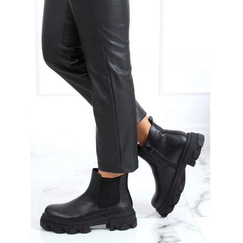 Crne čizme Chelsea s visokim potplatom crne 888-52 Crne crno 2