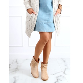 Bež čizme na skrivenom klinu B0-515 Khaki kaki 1