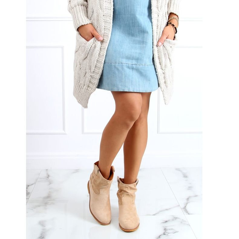 Bež čizme na skrivenom klinu B0-515 Khaki kaki 1