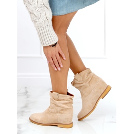 Bež čizme na skrivenom klinu B0-515 Khaki kaki 2