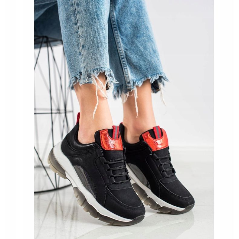 SHELOVET Crne eko kožne tenisice crna 1