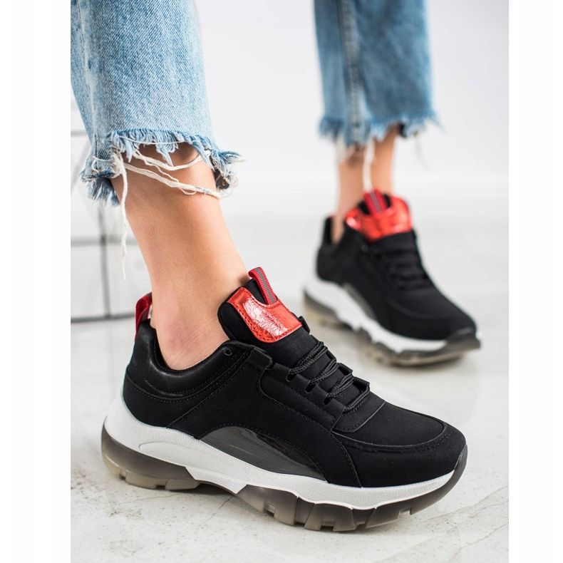 SHELOVET Crne eko kožne tenisice crna 2