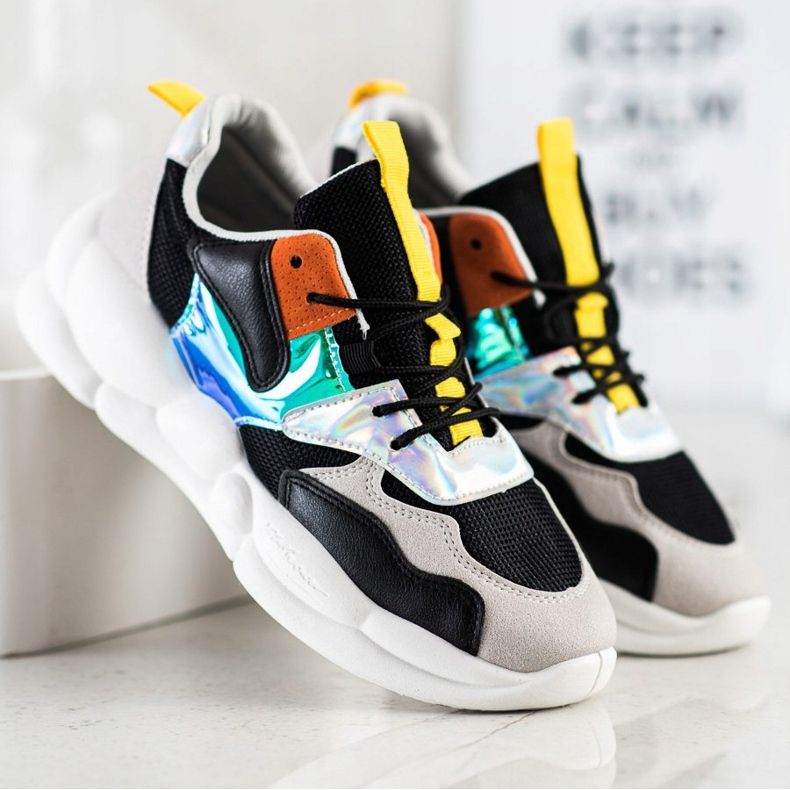 Bestelle Tenisice na modnoj platformi crna srebro siva višebojan 1