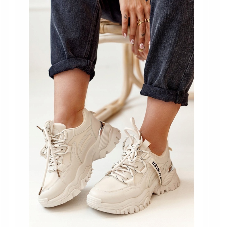 PS1 Ženske tenisice na masivnom đonu u bež komadima 2