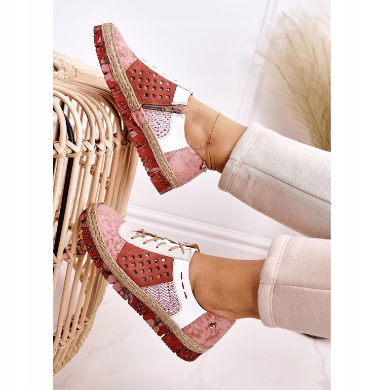 Ženske kožne cipele Maciejka Coral 03339-43 bijela crvena ružičasta raznobojna 2