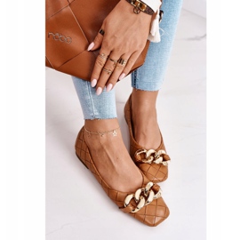 PS1 Elegantne prošivene balerine s lavadama Coco lancem smeđa 2