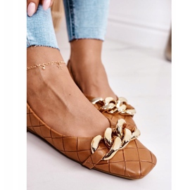 PS1 Elegantne prošivene balerine s lavadama Coco lancem smeđa 1