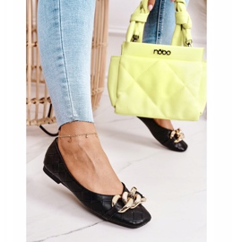 PS1 Elegantne crne Coco prošivene balerinke s lancem crno 2