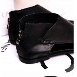 Nicole Ženske ravne kožne sandale Crna Natalie 2