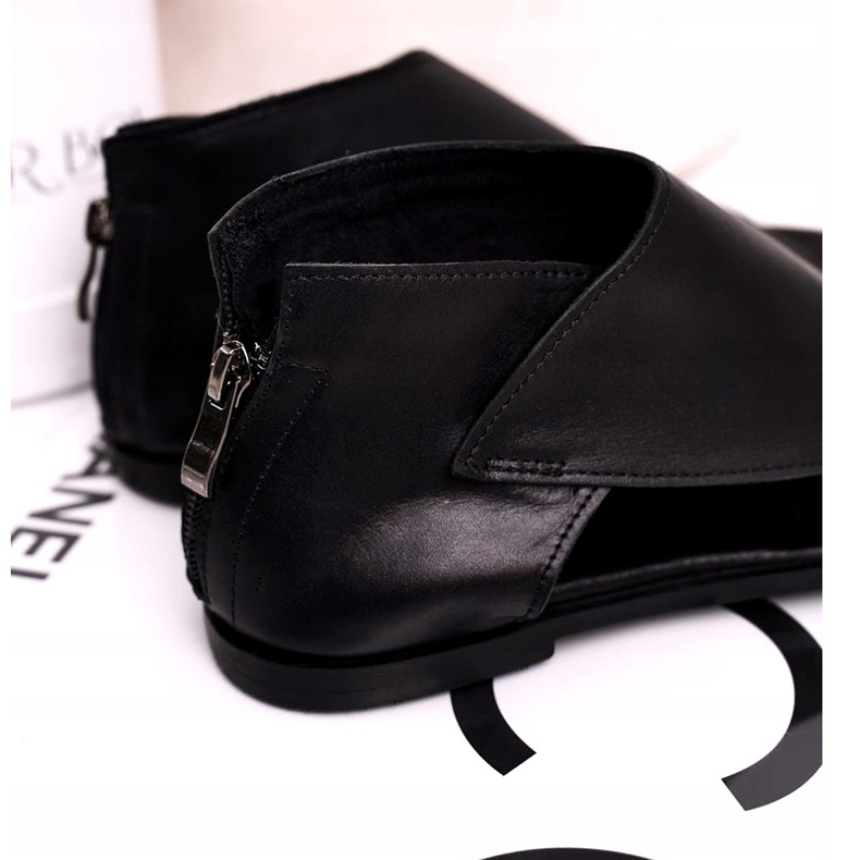 Nicole Ženske ravne kožne sandale Crna Natalie crno 2