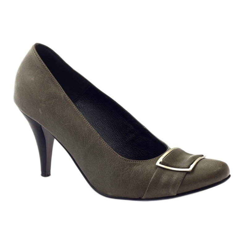 Sive kožne pumpe sa srebrnom stezaljkom Korda siva 1