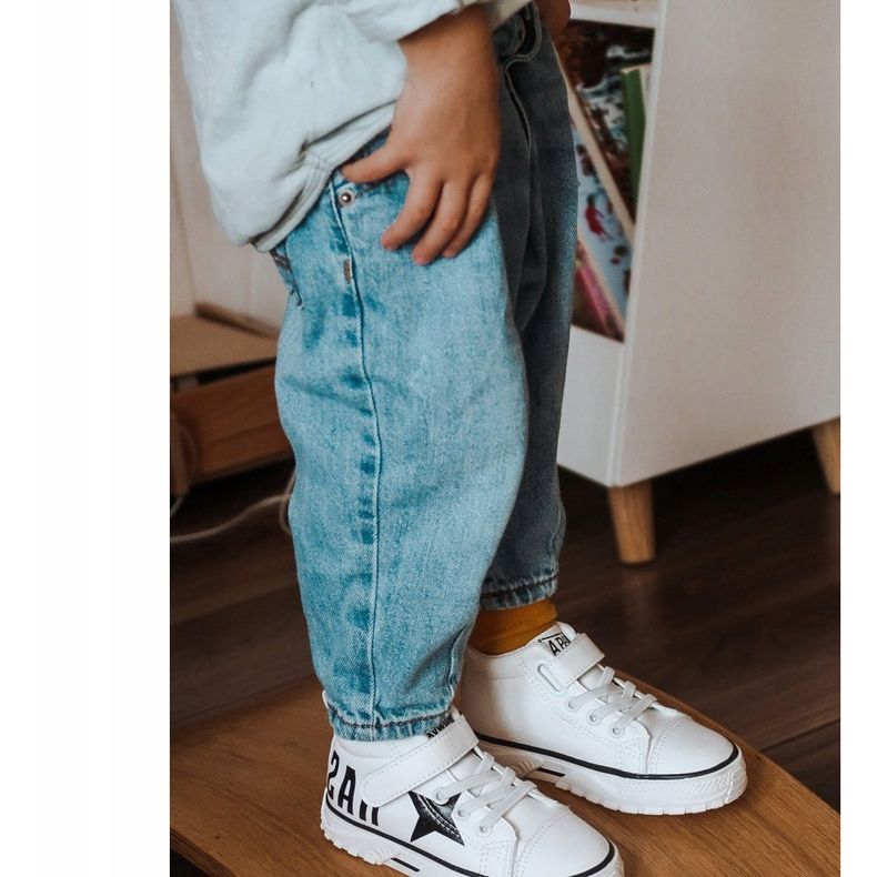 Apawwa Dječje visoke tenisice s čičak bijelim iskričavim bijela 1