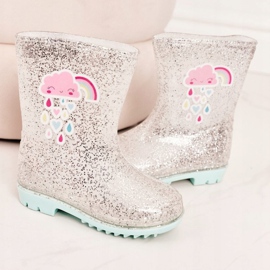 Dječje galoše od brokata sa srebrnim oblakom bež srebro 2