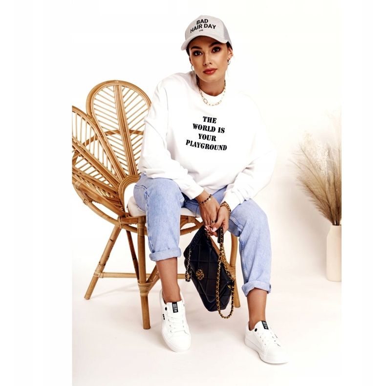 Ženske kožne tenisice s natpisom Big Star EE274316 Bijela crno 1