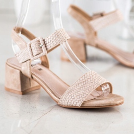 Kylie Pletene sandale na visoku petu smeđa 1