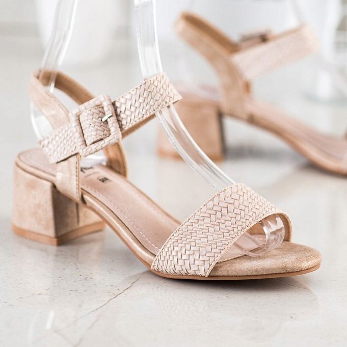 Kylie Pletene sandale na visoku petu smeđa 1