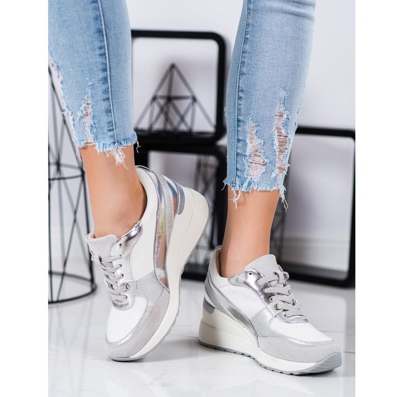 VINCEZA tenisice na klin bijela 1