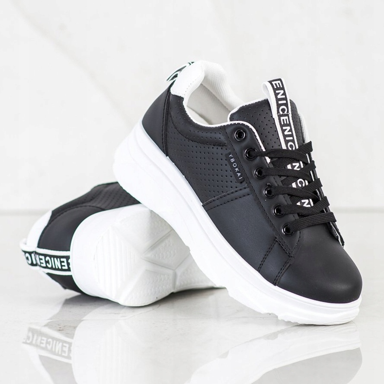 SHELOVET Tenisice na bijeloj lijepoj platformi crno 1