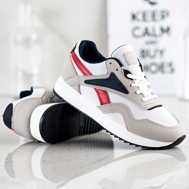 SHELOVET Sportske cipele s mrežom bijela crvena siva 1