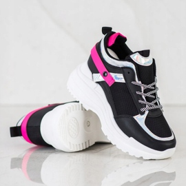 Marquiz Tenisice na klin crno ružičasta 1