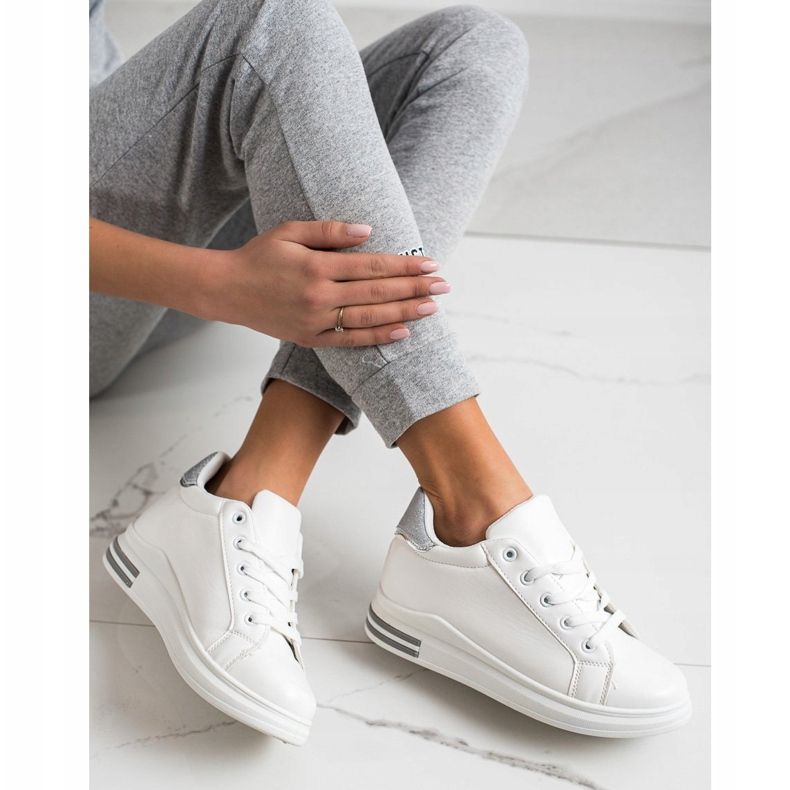 Diamantique Tenisice na klin s sjajem bijela srebro 2