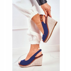 PS1 Tommy tamnoplave sandale na petu s pletenim klinom mornarsko plava 1