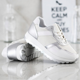 Bestelle Tenisice sa svjetlucavom platformom bijela srebro 1