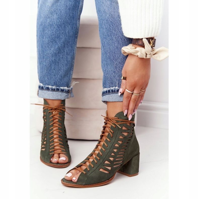 Ženske antilop kožne Maciejka zelene čizme 04040-09 bež 2