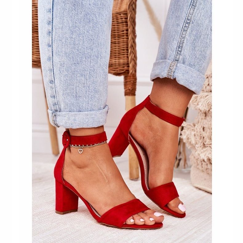 EVE Ženske sandale na petu, antilop, crvena Lexi 2