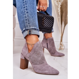 Ažurne čizme na sivom Michelle stupu bež smeđa 2