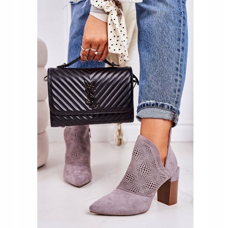 Ažurne čizme na sivom Michelle stupu bež smeđa 1