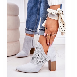 Ažurne čizme na stupu svijetlo siva Michelle 2