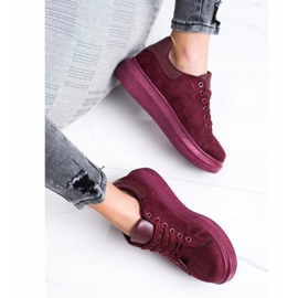 SHELOVET Tenisice od antilopa na platformi crvena 2