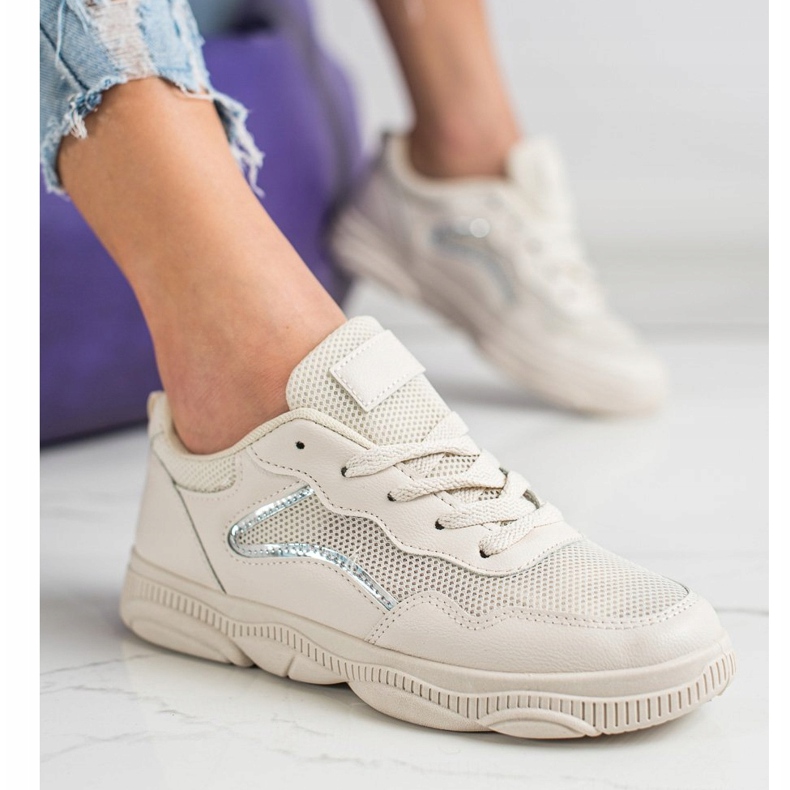 Ideal Shoes Ležerne bež tenisice 2
