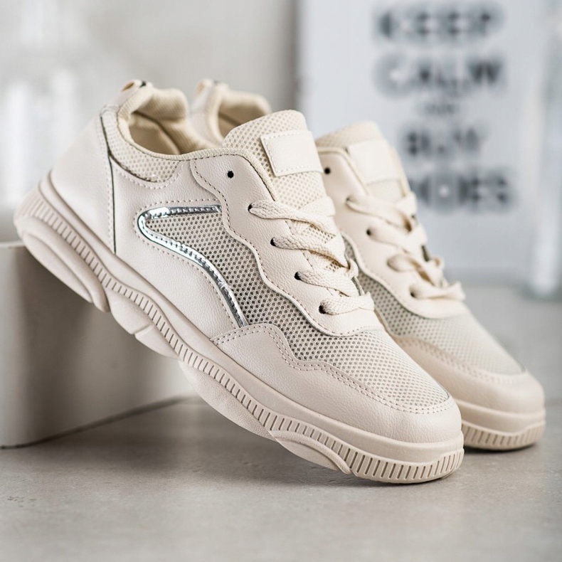 Ideal Shoes Ležerne bež tenisice 1