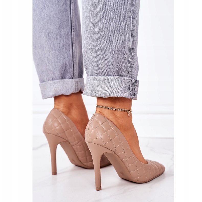 PS1 Elegantne prošivene štikle Svijetlosmeđa Rosanna 1