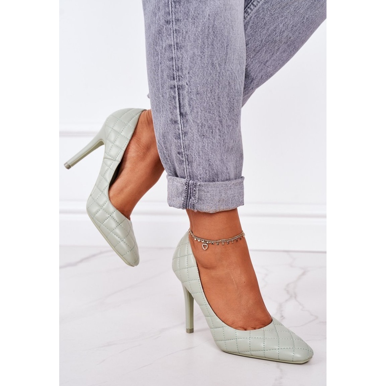 PS1 Elegantne zelene prošivene štikle Rosanna zelena 2