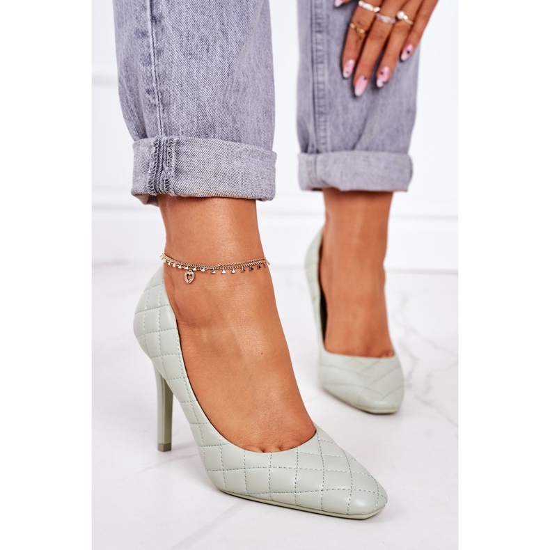 PS1 Elegantne zelene prošivene štikle Rosanna zelena 1