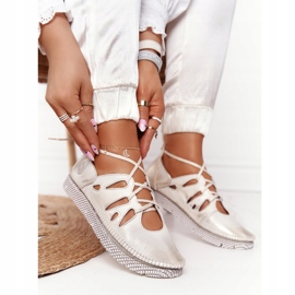 Ženske kožne cipele Maciejka Bež-zlatna 04449-25 2