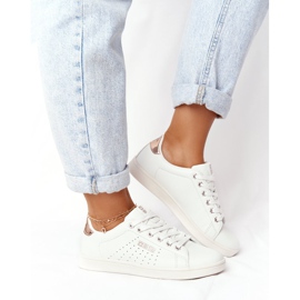 Ženske kožne tenisice Big Star DD274583 bijelo-bakrene bijela zlatni 1