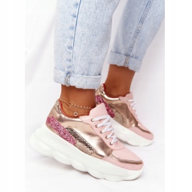 Ženske sportske cipele na platformi lu boo pink ružičasta zlatni 2