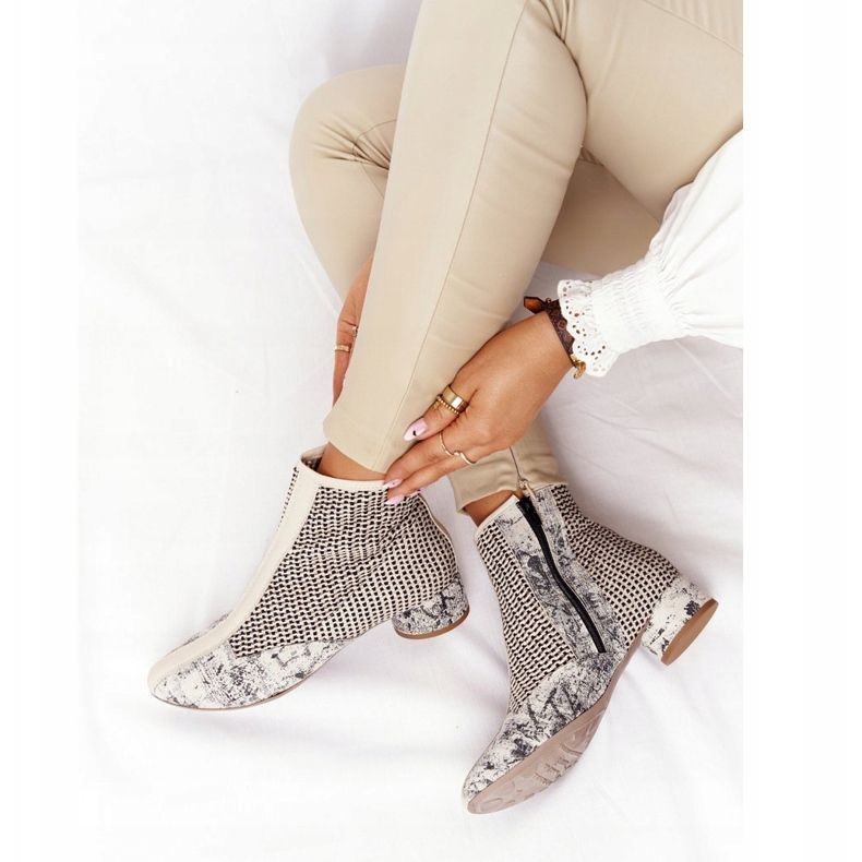 Čizme s pletenom petom Maciejka 04937-03 Siva bež 2