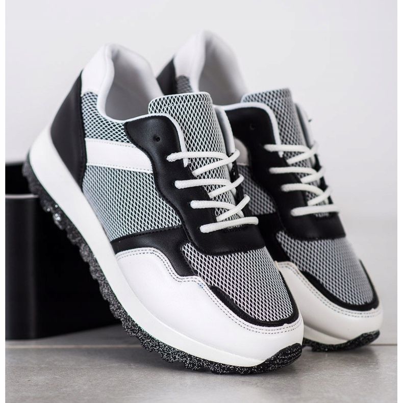 Bestelle Tenisice sa svjetlucavom platformom bijela crna 2