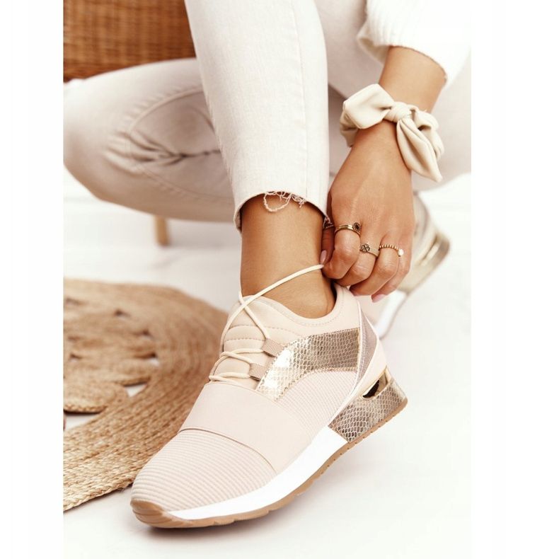 FB2 Ženske sportske cipele Tenisice Bež i zlatna Netta 1