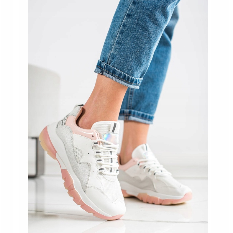 Ideal Shoes Tenisice na ružičastoj platformi bijela 1
