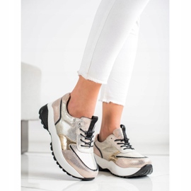 VINCEZA Zlatne kožne tenisice crna zlatni 2